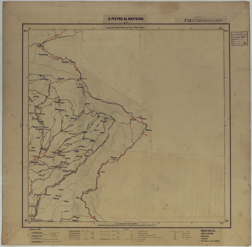 (N:17382) CARTA D'ITALIA DEGLI ALPINI - 2 Copia S. PIETRO AL NATISONE Foglio n. 22 (CA007859) Carte e stampe antiche: riproduzione a colori su carta (formato A1)