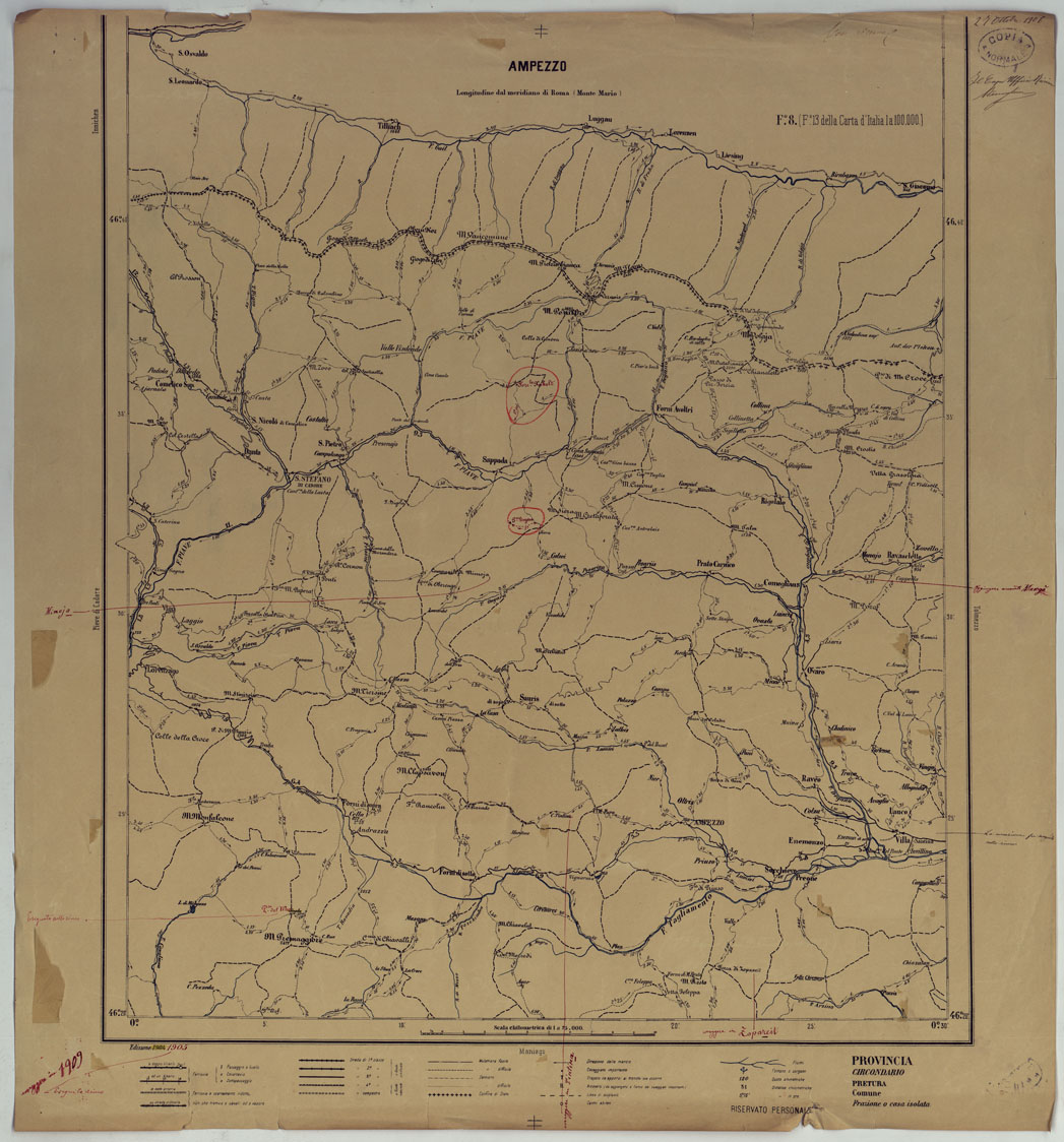(N:25386) CARTA ITINERRIA D'ITALIA PER GLI ALPINI NORMALI D'ARCHIVIO CON AGGIORNAMENTO FINO AL 1910 EDIZIONE COMPLETA ANNO 1909 - FOGLIO 8 AMPEZZO. (CA007887, CA007888, CA007889, CA007890, CA007891) Carte e stampe antiche: riproduzione a colori su carta (formato A1)