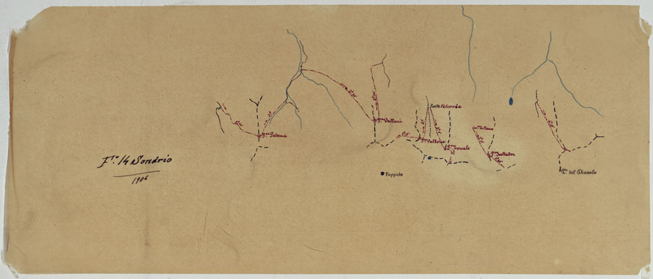 (N:25392) CARTA ITINERARIA D'ITALIA PER GLI ALPINI NORMALI D'ARCHIVIO CON AGGIORNAMENTO FINO AL 1910 EDIZIONE COMPLETA NNO 1909 - FOGLIO 14 SONDRIO. (CA007902, CA007903, CA007904) Carte e stampe antiche: riproduzione a colori su carta (formato A1)