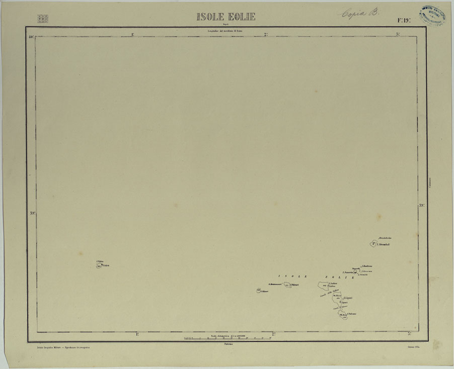 (N:17540) CARTA D'ITALIA COPIA AL CORRENTE PER LE FERROVIE - F.19 ISOLE EOLIE. (CA008076) Carte e stampe antiche: riproduzione a colori su carta (formato A1)