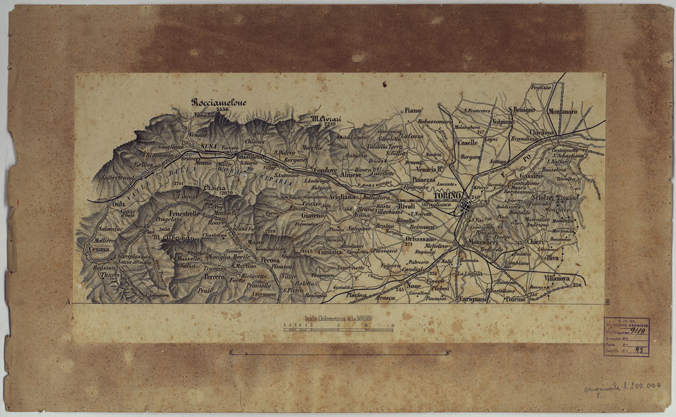 (N:17546) SAGGI DI DISEGNO ORIGINALE AL 1:200.000. (CA008090) Carte e stampe antiche: riproduzione a colori su carta (formato A1)