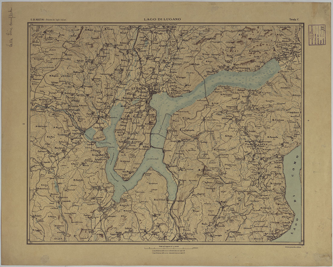 (N:17678) ATLANTE DEI LAGHI ITALIANI TAV  V LAGO DI LUGANO
 (CA008235) Carte e stampe antiche: riproduzione a colori su carta (formato A1)