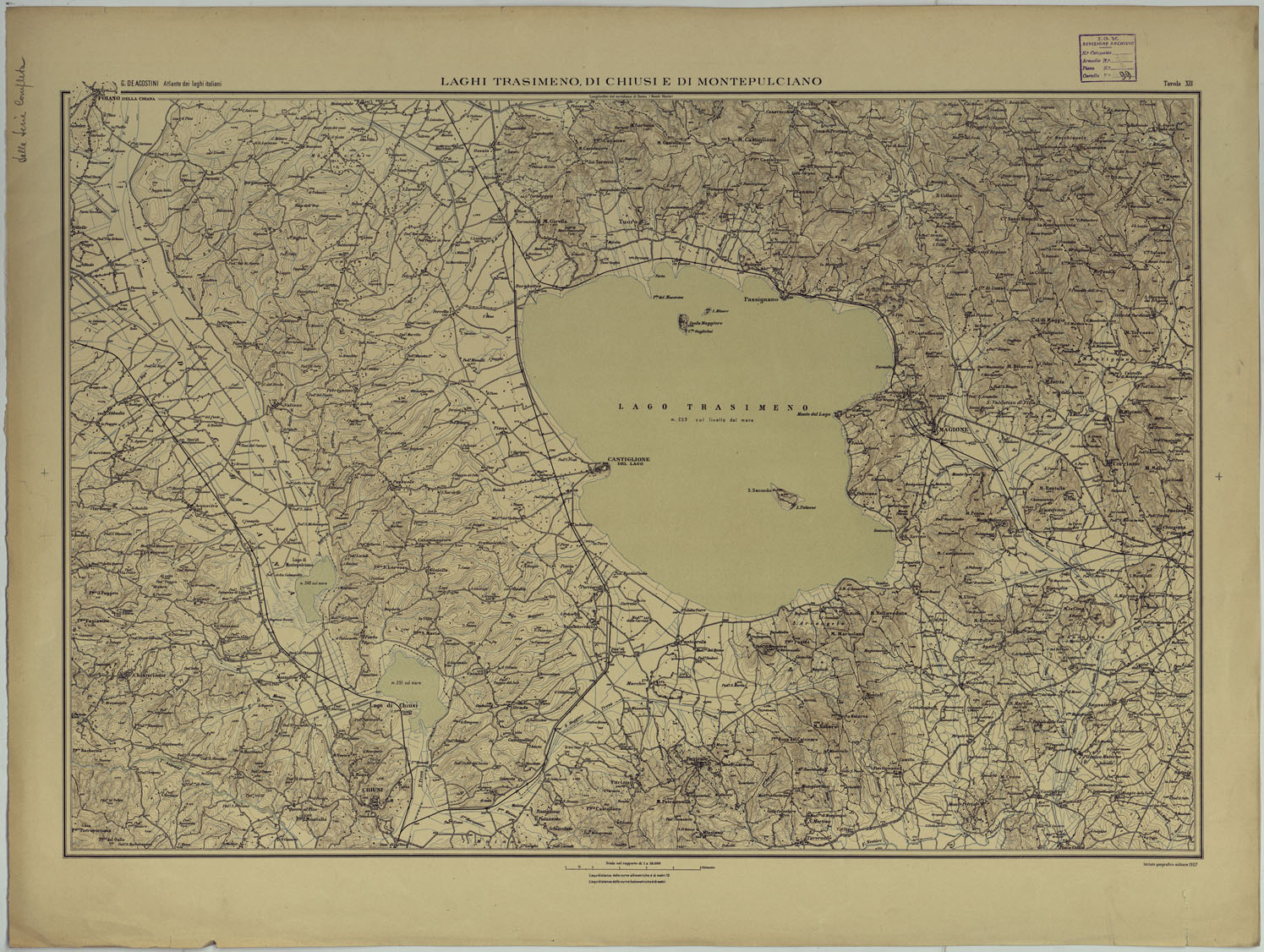(N:17687) ATLANTE DEI LAGHI ITALIANI TAV  XII  LAGHI TRASIMENO DI CHIUSI E DI MONTEPULCIANO
 (CA008242) Carte e stampe antiche: riproduzione a colori su carta (formato A1)