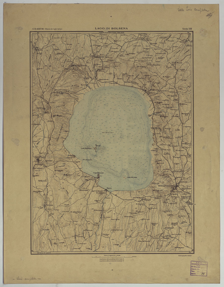 (N:18038) ATLANTE DEI LAGHI ITALIANI TAV  XIII  LAGO DI BOLSENA
 (CA008243) Carte e stampe antiche: riproduzione a colori su carta (formato A1)