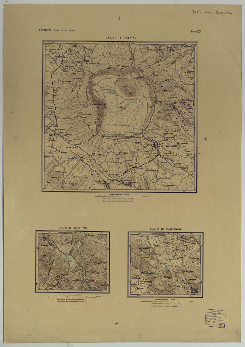 (N:17689) ATLANTE DEI LAGHI ITALIANI TAV  XV LAGO DI VICO DI CANTERNO E DI SCANNO
 (CA008245) Carte e stampe antiche: riproduzione a colori su carta (formato A1)