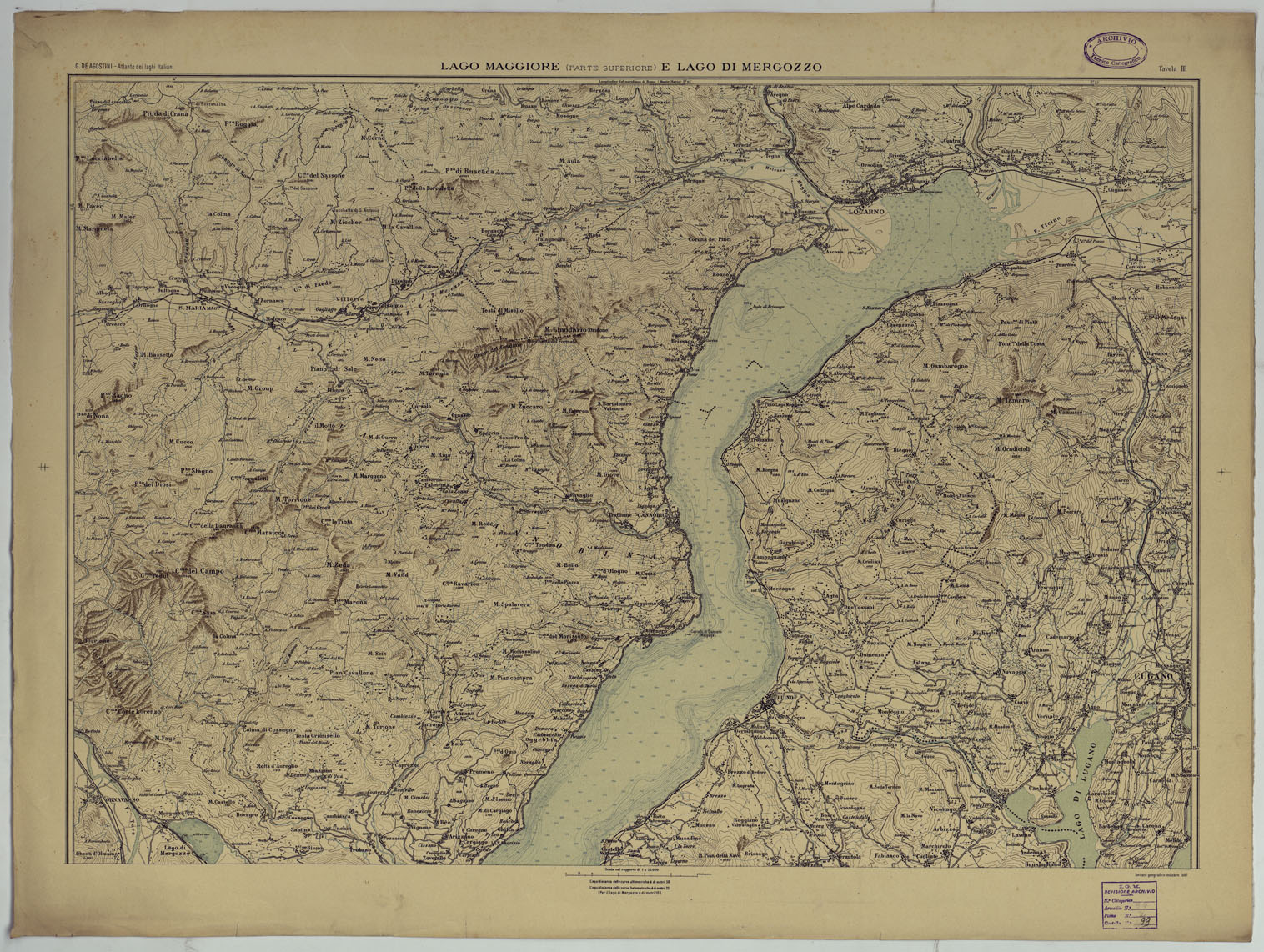 (N:25415) ATLANTE DEI LAGHI ITALIANI TAV  III 2 COPIA LAGO MAGGIORE (PARTE SUPERIORE) E LAGO DI MERGOZZO (CA008248) Carte e stampe antiche: riproduzione a colori su carta (formato A1)
