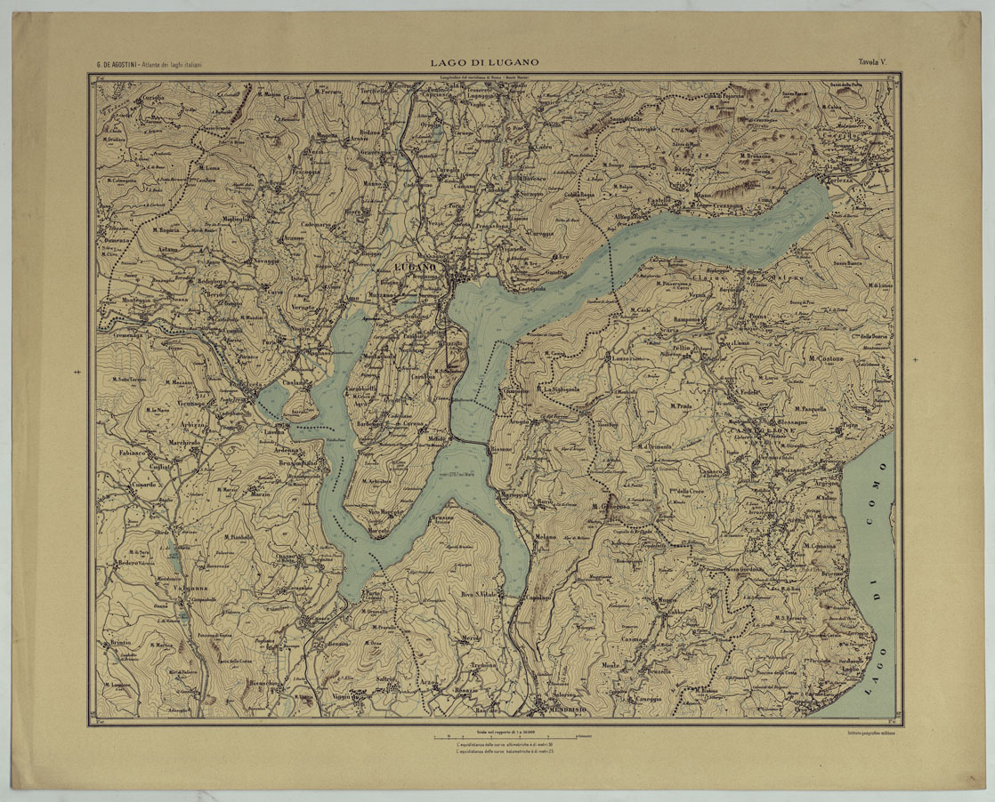 (N:25417) ATLANTE DEI LAGHI ITALIANI TAV  V 2 COPIA LAGO DI LUGANO (CA008250) Carte e stampe antiche: riproduzione a colori su carta (formato A1)