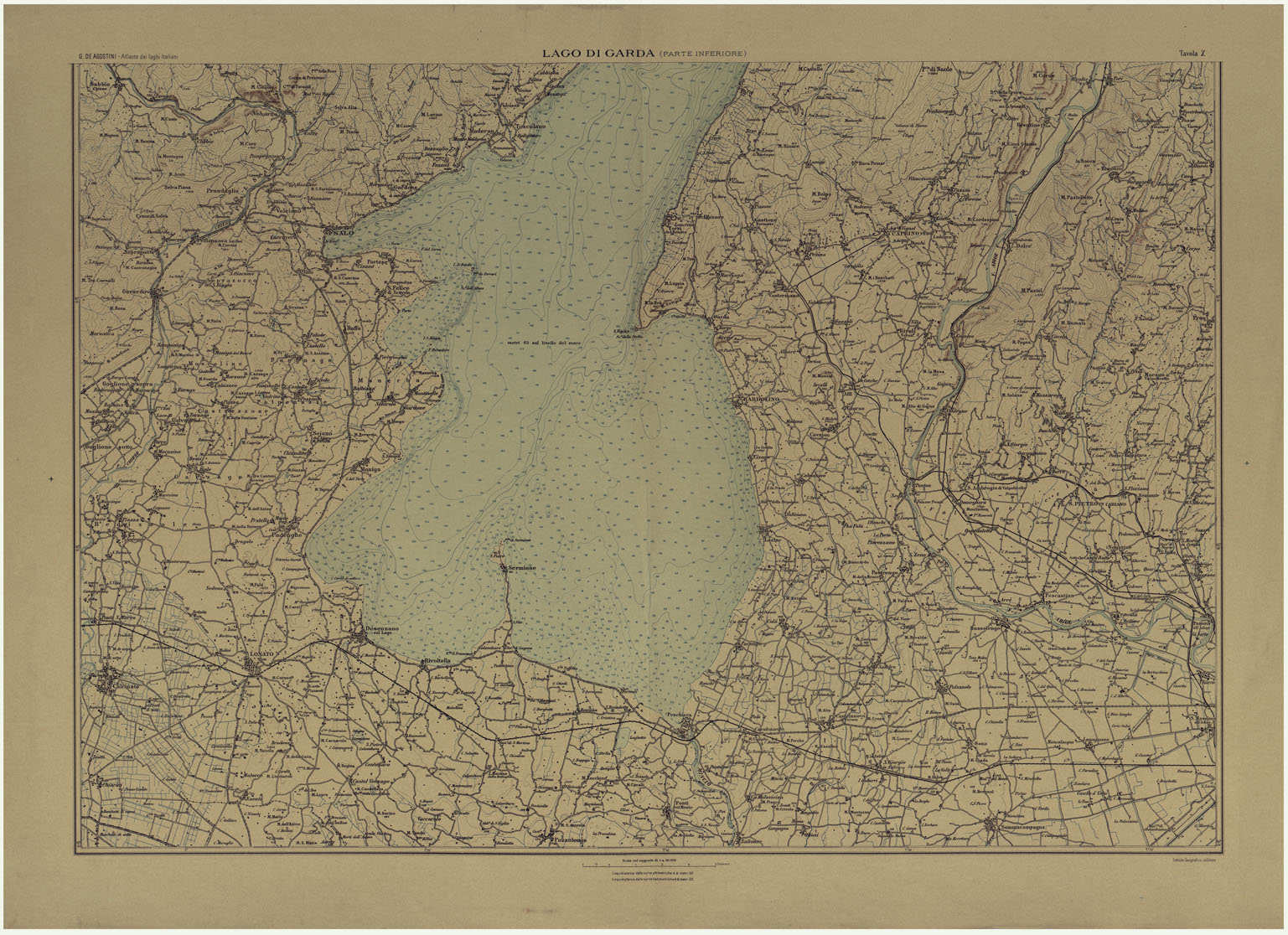 (N:25444) ATLANTE DEI LAGHI ITALIANI TAV  X  2 COPIA LAGO DI GARDA (PARTE INFERIORE) 
 (CA008255) Carte e stampe antiche: riproduzione a colori su carta (formato A1)