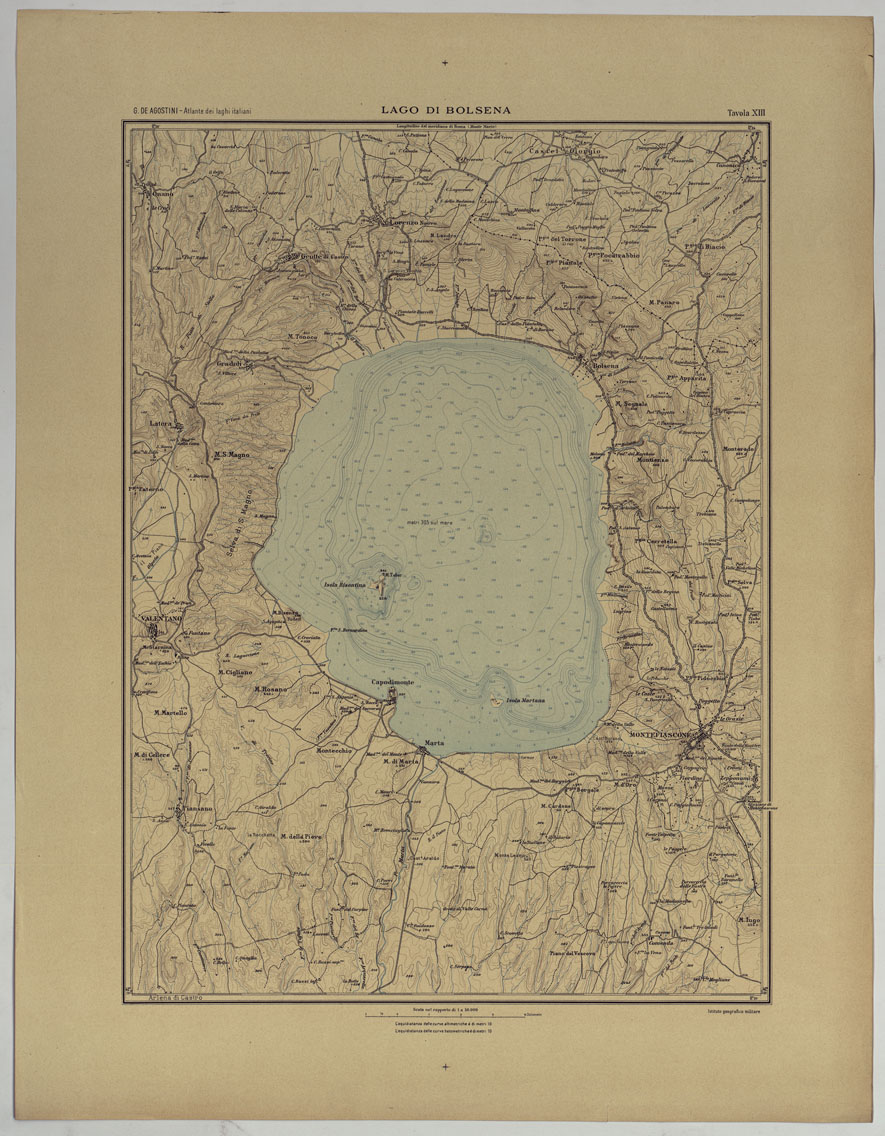(N:25447) ATLANTE DEI LAGHI ITALIANI TAV  XIII 2 COPIA LAGO DI BOLSENA (CA008258) Carte e stampe antiche: riproduzione a colori su carta (formato A1)