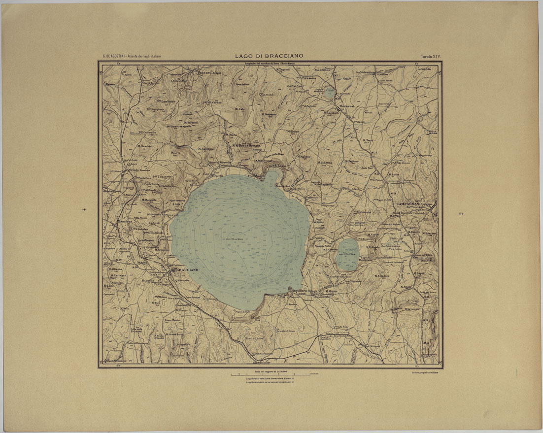 (N:25448) ATLANTE DEI LAGHI ITALIANI TAV  XIV 2 COPIA LAGO DI BRACCIANO (CA008259) Carte e stampe antiche: riproduzione a colori su carta (formato A1)