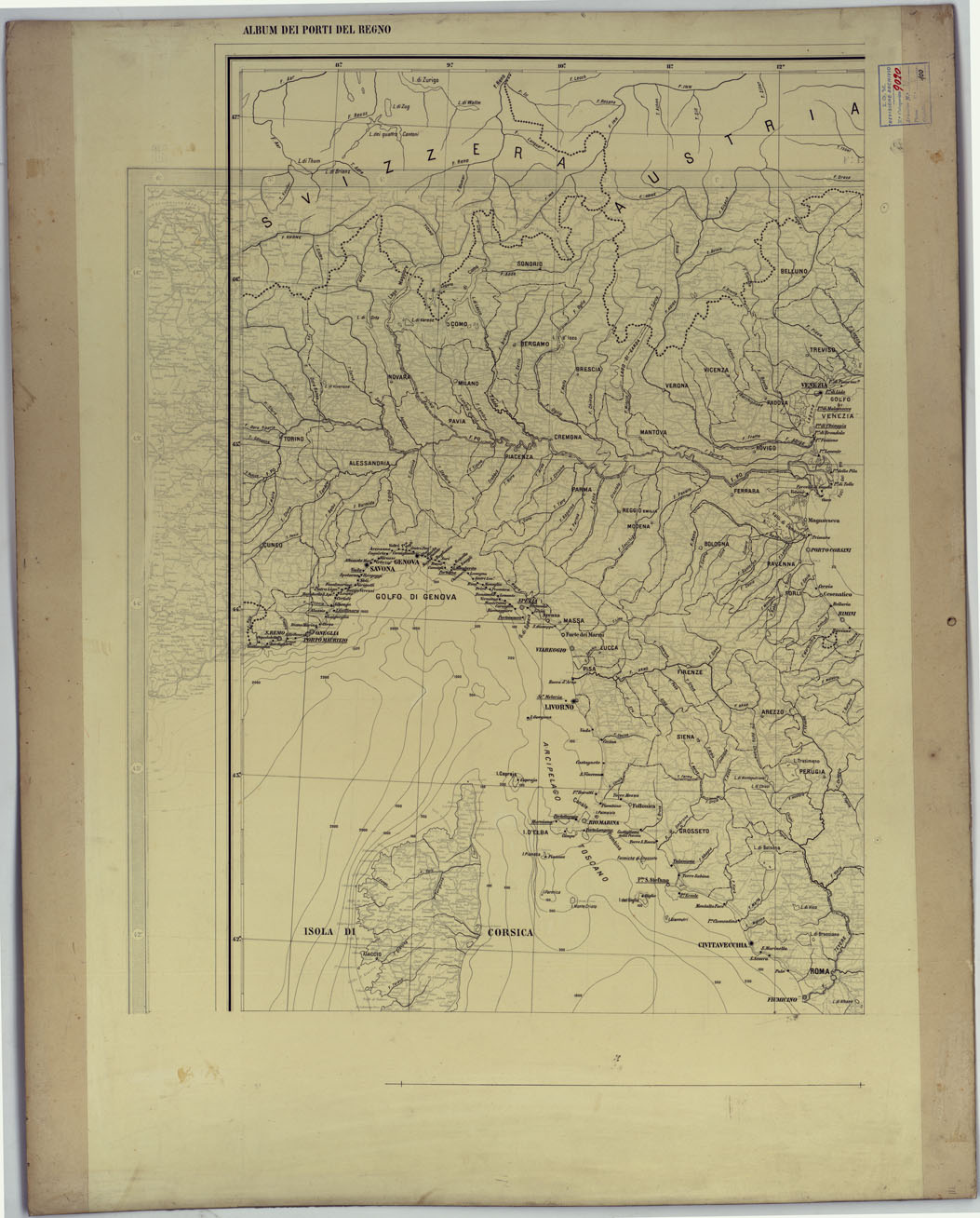 (N:17718) CARTA DEI PORTI MARITTIMI DEL REGNO D'ITALIA -Tavola n. 1C
 (CA008262) Carte e stampe antiche: riproduzione a colori su carta (formato A1)