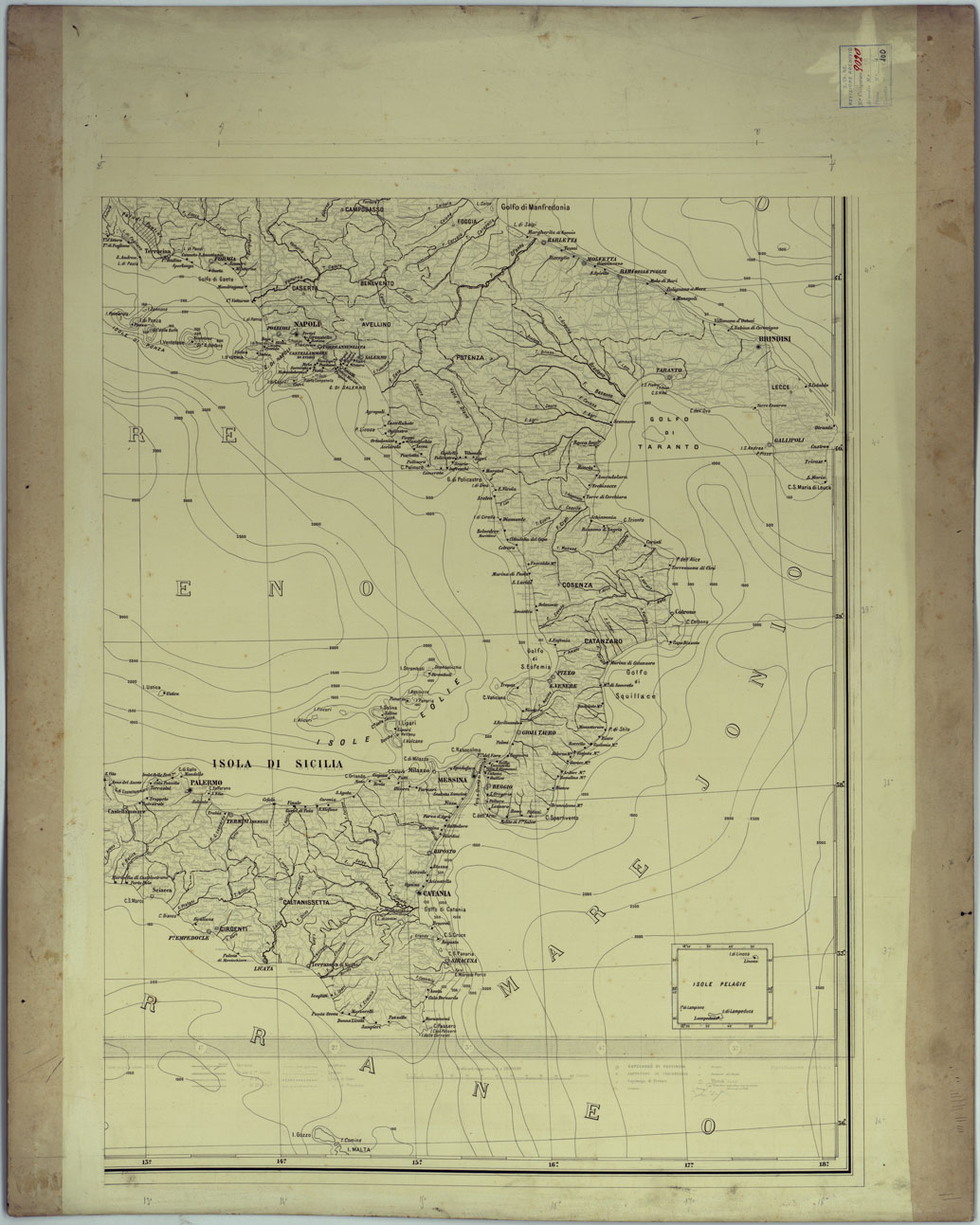(N:17717) CARTA DEI PORTI MARITTIMI DEL REGNO D'ITALIA -Tavola n. 1A
 (CA008265) Carte e stampe antiche: riproduzione a colori su carta (formato A1)