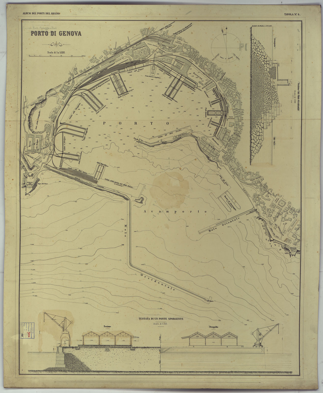 (N:17723) CARTA DEI PORTI MARITTIMI DEL REGNO D'ITALIA -Tavola n. 4 (CA008268) Carte e stampe antiche: riproduzione a colori su carta (formato A1)