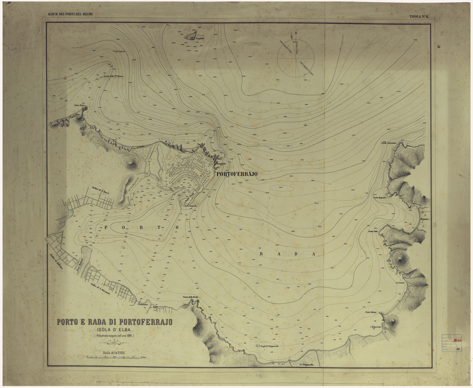 (N:17731) CARTA DEI PORTI MARITTIMI DEL REGNO D'ITALIA -Tavola n. 8 (CA008272) Carte e stampe antiche: riproduzione a colori su carta (formato A1)