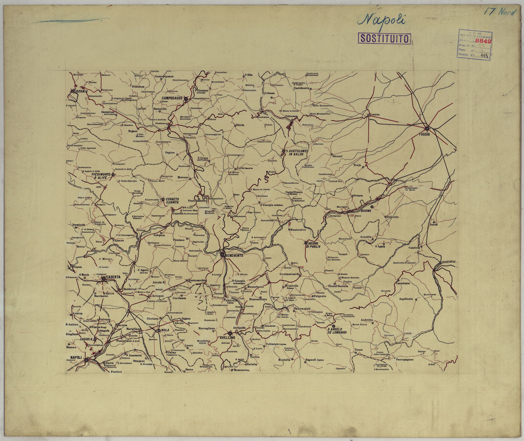 (N:25475) CARTA ITINERARIA MONTATA SU CARTONCINO - FOGLIO 17. (CA008338) Carte e stampe antiche: riproduzione a colori su carta (formato A1)