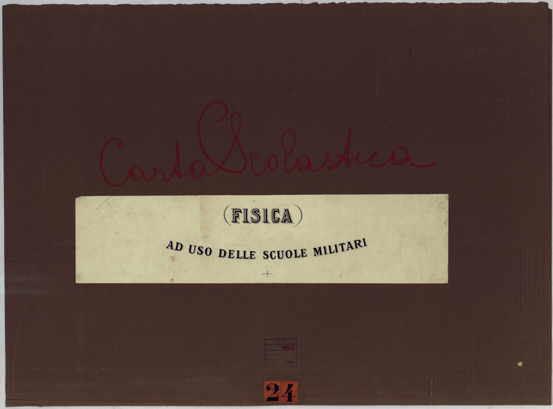 (N:25478) CARTA SCOLASTICA FISICA AD USO DELLE SCUOLE MILITARI - COPERTINA. (CA008340) Carte e stampe antiche: riproduzione a colori su carta (formato A1)