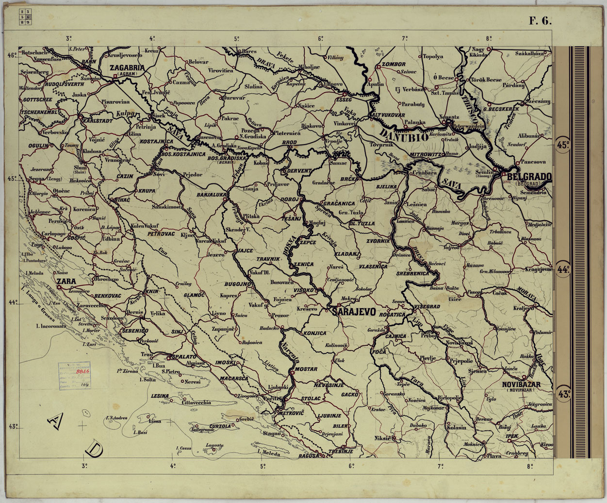 (N:17777) CARTA SCOLASTICA POLITICA AD USO DELLE SCUOLE MILITARI  - FOGLIO 6.
 (CA008359) Carte e stampe antiche: riproduzione a colori su carta (formato A1)