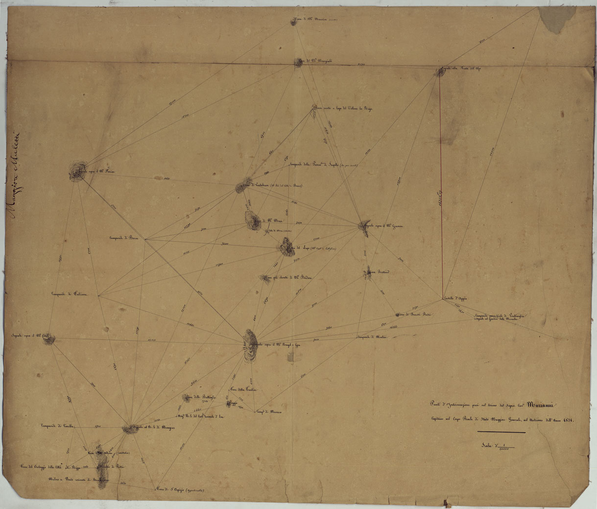 (N:16589) TERRITORIO DELLA CONTEA DI NIZZA - PUNTI D'INTERSICAZIONE PRESI SUL TERRENO DAL SIG. MARIANNI CAPITANO NEL CORPO REALE DI STATO MAGGIORE GENERALE, NELL'AUTUNNO DELL'ANNO 1831. (CA008424) Carte e stampe antiche: riproduzione a colori su carta (formato A1)