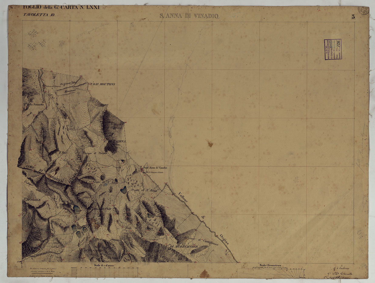 (N:16635) TERRITORIO DELLA CONTEA DI NIZZA - TAVOLA 5  S. ANNA DI VINADIO. (CA008431) Carte e stampe antiche: riproduzione a colori su carta (formato A1)