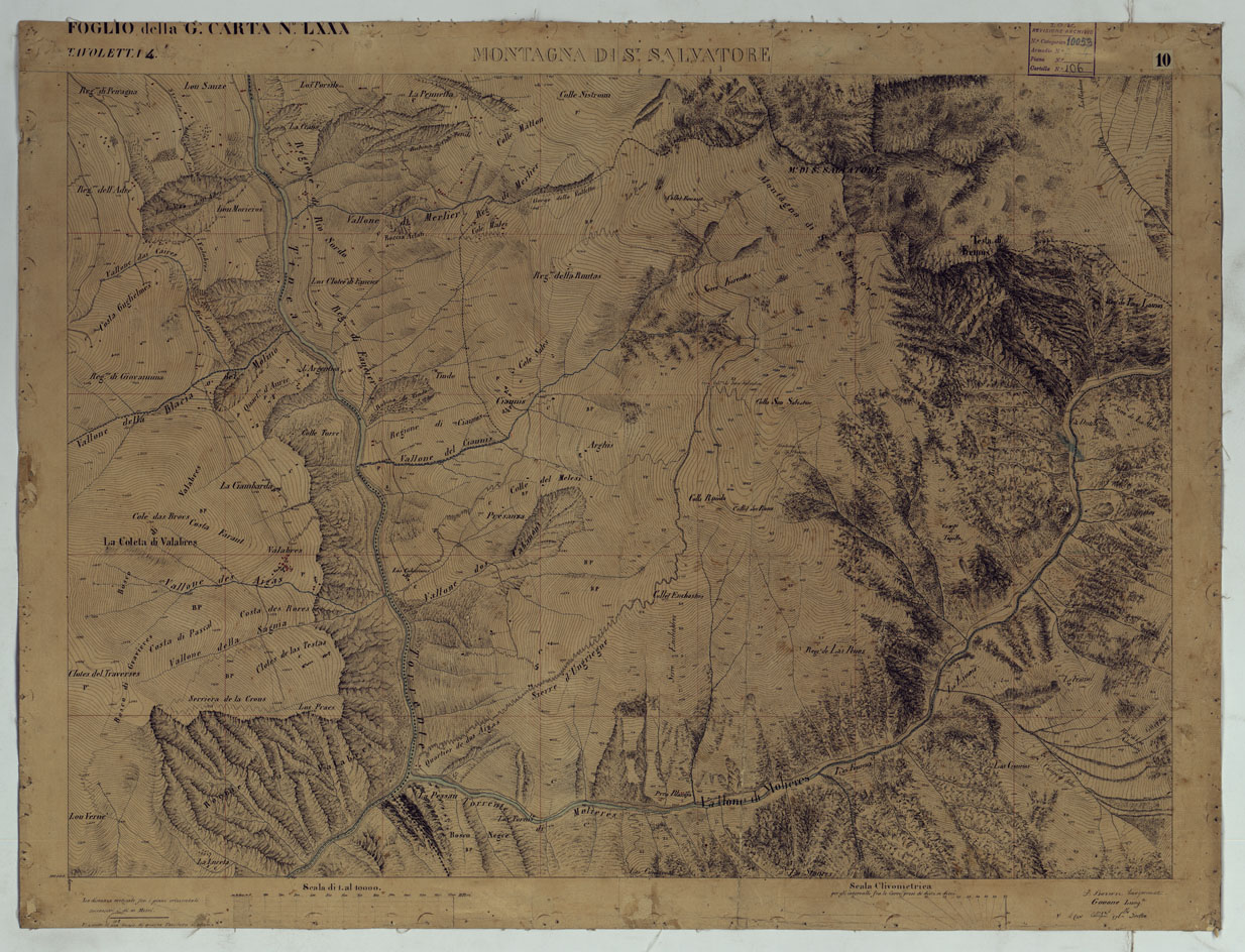 (N:16599) TERRITORIO DELLA CONTEA DI NIZZA - TAVOLA 10  MONTAGNA DI S. SALVATORE. (CA008437) Carte e stampe antiche: riproduzione a colori su carta (formato A1)