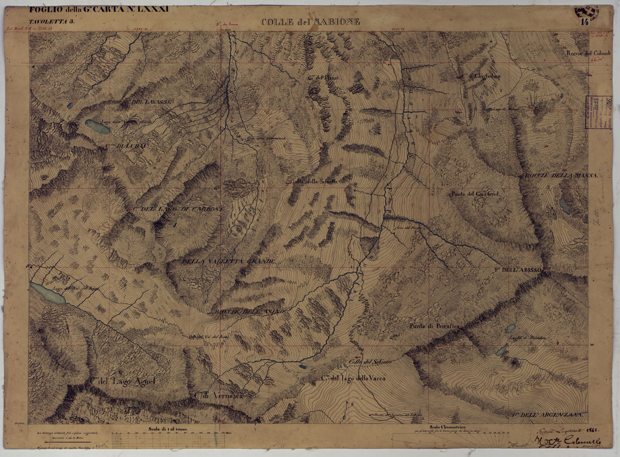 (N:16604) TERRITORIO DELLA CONTEA DI NIZZA - TAVOLA 14  COLLE DEL SABIONE. (CA008442) Carte e stampe antiche: riproduzione a colori su carta (formato A1)