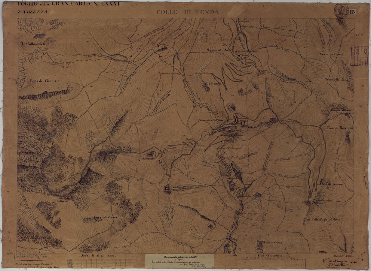 (N:16605) TERRITORIO DELLA CONTEA DI NIZZA - TAVOLA 15  COLLE DI TENDA. (CA008443) Carte e stampe antiche: riproduzione a colori su carta (formato A1)