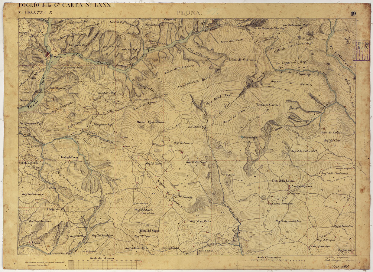 (N:16609) TERRITORIO DELLA CONTEA DI NIZZA -TAVOLA 19  PEONA. (CA008447) Carte e stampe antiche: riproduzione a colori su carta (formato A1)