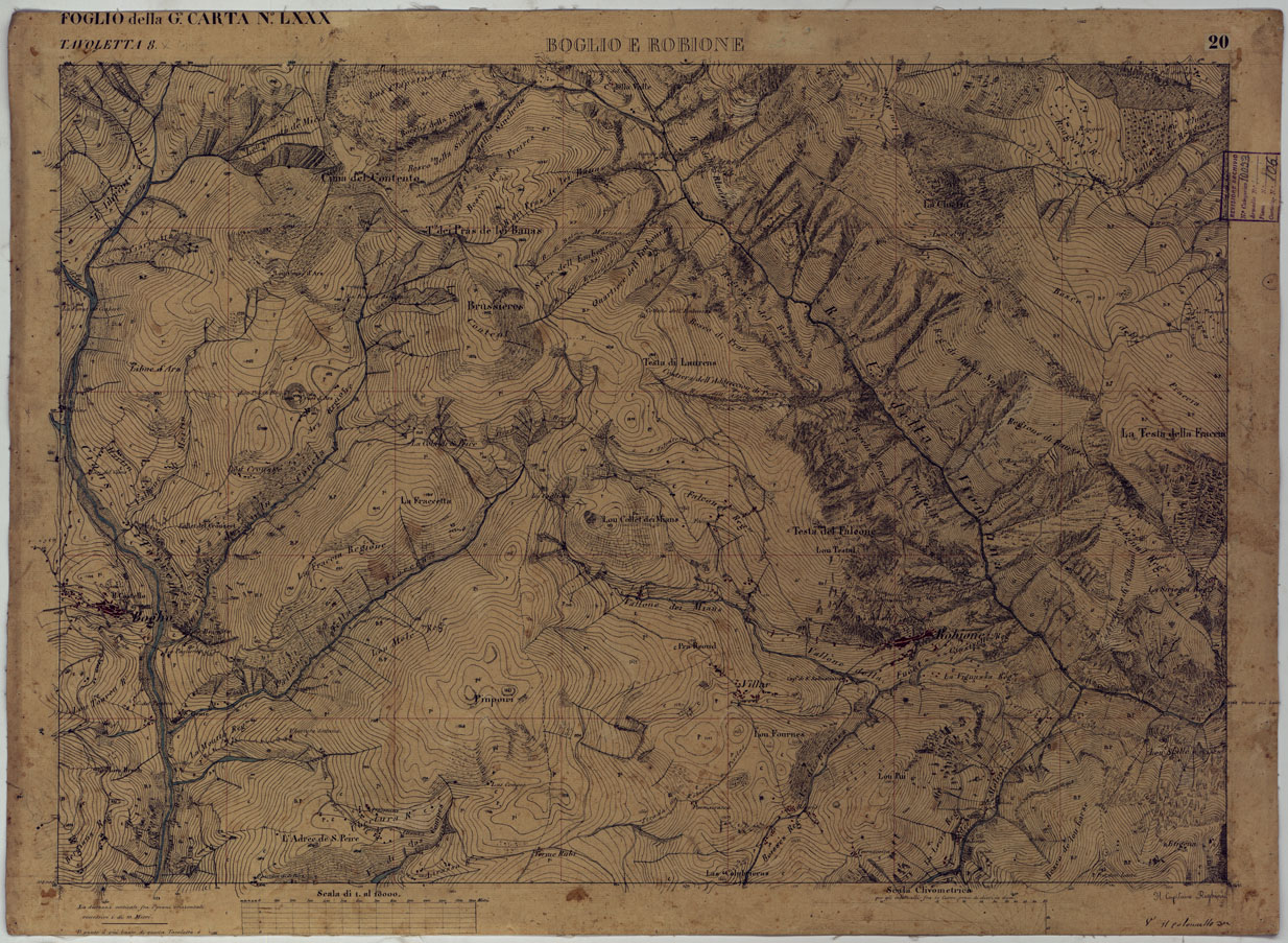 (N:16612) TERRITORIO DELLA CONTEA DI NIZZA - TAVOLA 20  BOGLIO E ROBIONE. (CA008449) Carte e stampe antiche: riproduzione a colori su carta (formato A1)
