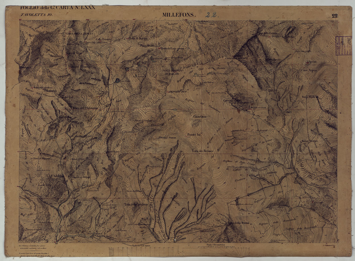 (N:16614) TERRITORIO DELLA CONTEA DI NIZZA -TAVOLA 22  MILLEFONS. (CA008451) Carte e stampe antiche: riproduzione a colori su carta (formato A1)
