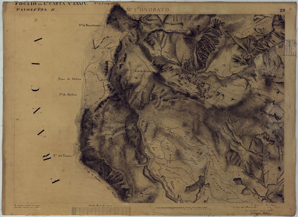 (N:16621) TERRITORIO DELLA CONTEA DI NIZZA - TAVOLA 29 - MONTE S. ONORATO. (CA008458) Carte e stampe antiche: riproduzione a colori su carta (formato A1)