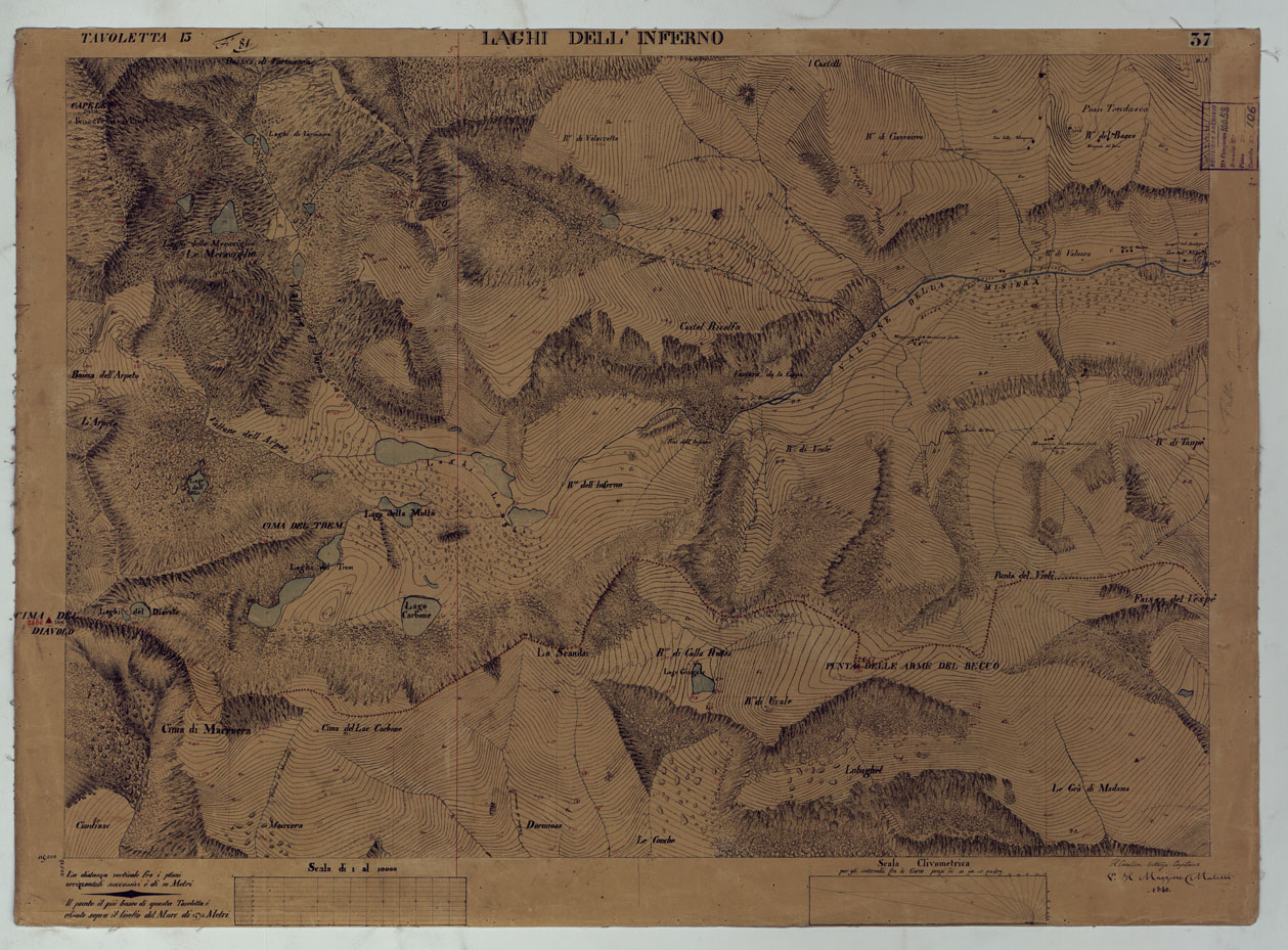 (N:16630) TERRITORIO DELLA CONTEA DI NIZZA - TAVOLA 37 - LAGHI DELL'INFERNO. (CA008466) Carte e stampe antiche: riproduzione a colori su carta (formato A1)