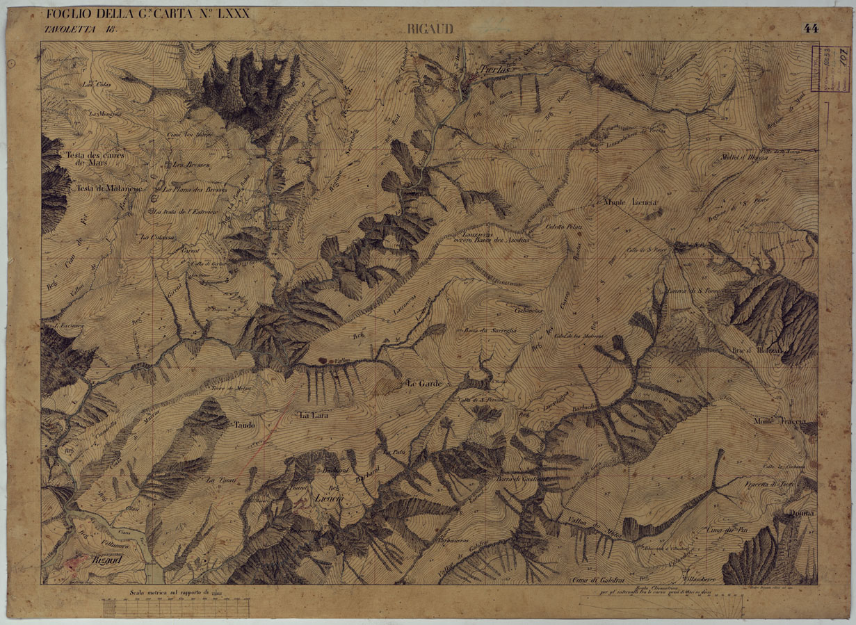 (N:16643) TERRITORIO DELLA CONTEA DI NIZZA - TAVOLA 44 RIGAUD. (CA008482) Carte e stampe antiche: riproduzione a colori su carta (formato A1)