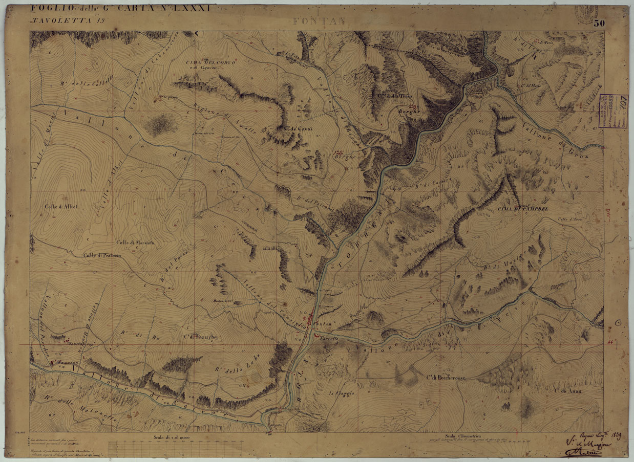 (N:16649) TERRITORIO DELLA CONTEA DI NIZZA - TAVOLA 50 FONTAN. (CA008488) Carte e stampe antiche: riproduzione a colori su carta (formato A1)