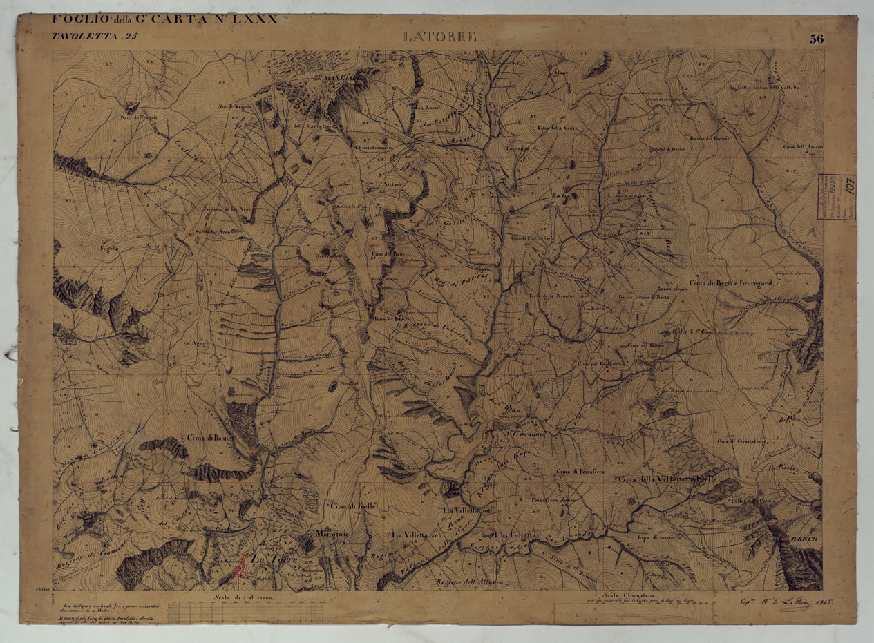 (N:16655) TERRITORIO DELLA CONTEA DI NIZZA - TAVOLA 56 LATORRE. (CA008494) Carte e stampe antiche: riproduzione a colori su carta (formato A1)