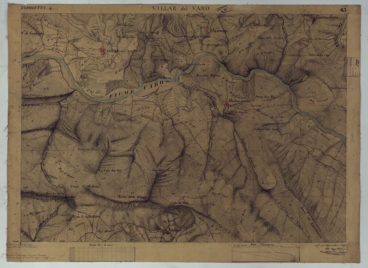 (N:16242) TERRITORIO DELLA CONTEA DI NIZZA - TAVOLA 65 VILLAR DEL VARO. (CA008503) Carte e stampe antiche: riproduzione a colori su carta (formato A1)