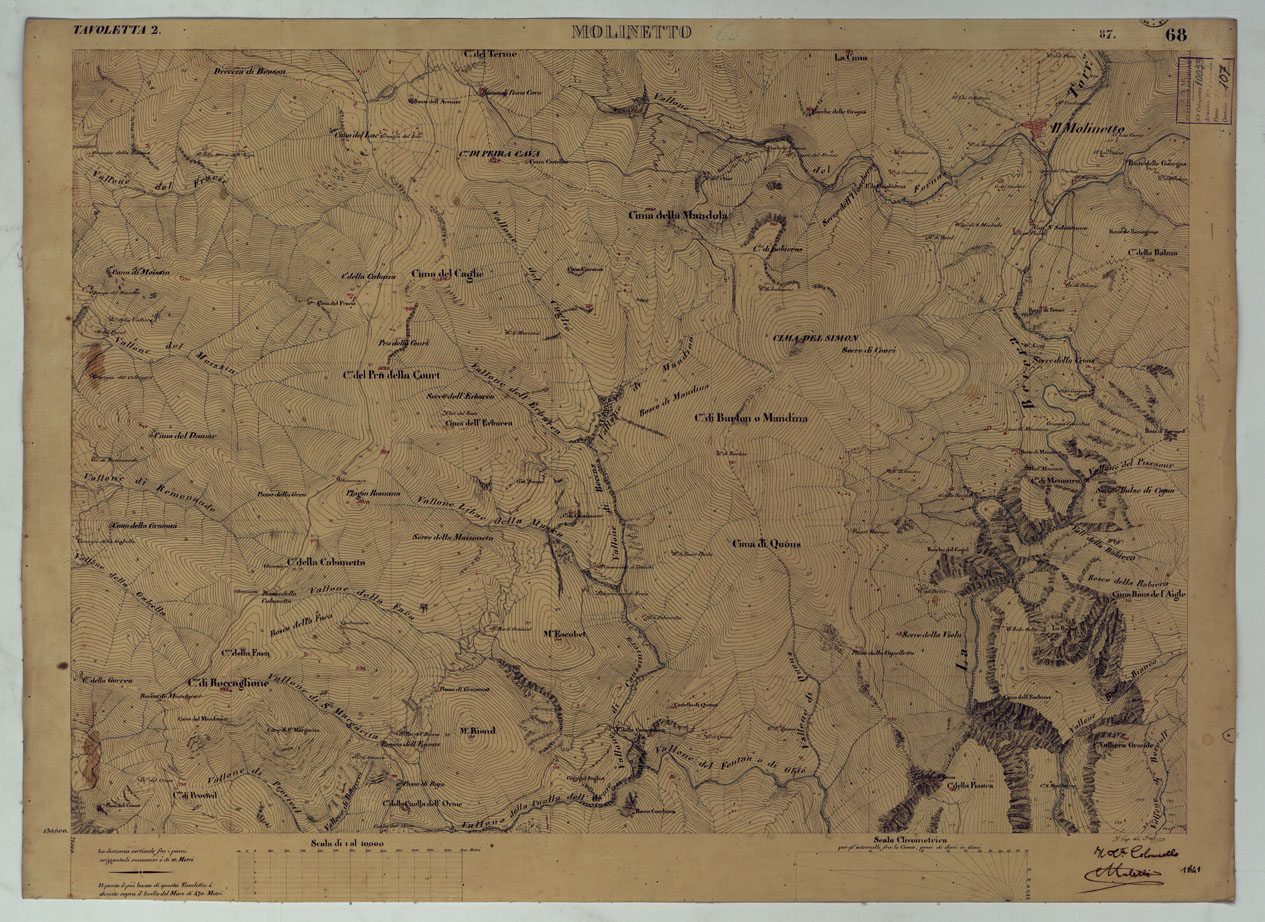 (N:15951) TERRITORIO DELLA CONTEA DI NIZZA -TAVOLA 68 MOLINETTO. (CA008507) Carte e stampe antiche: riproduzione a colori su carta (formato A1)