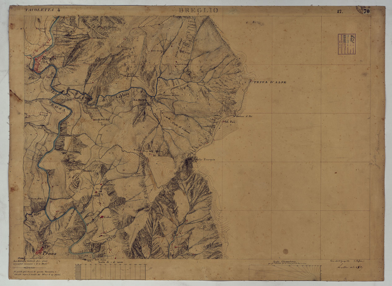 (N:15948) TERRITORIO DELLA CONTEA DI NIZZA - TAVOLA 70 BREGLIO. (CA008509) Carte e stampe antiche: riproduzione a colori su carta (formato A1)