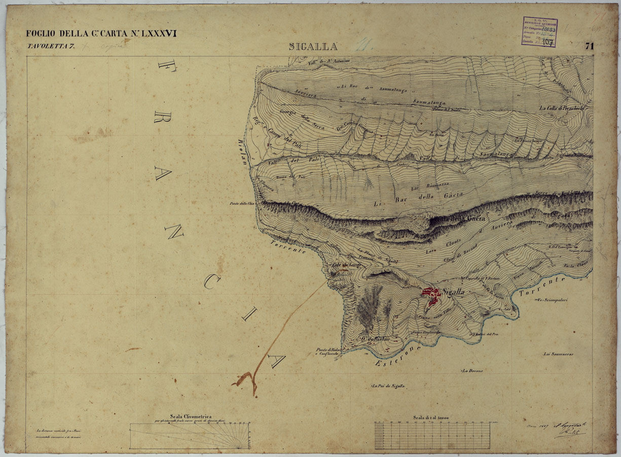(N:15946) TERRITORIO DELLA CONTEA DI NIZZA - TAVOLA 71 SIGALLA. (CA008510) Carte e stampe antiche: riproduzione a colori su carta (formato A1)