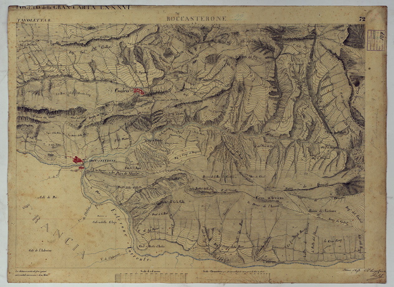 (N:15945) TERRITORIO DELLA CONTEA DI NIZZA - TAVOLA 72 ROCCASTERONE. (CA008511) Carte e stampe antiche: riproduzione a colori su carta (formato A1)