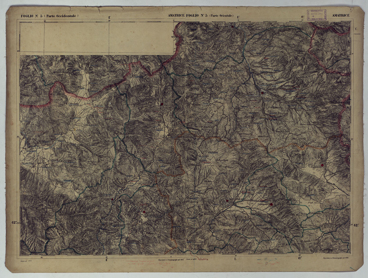 (N:17844) CARTA D'ITALIA - FOGLIO 5 AMATRICE.
 (CA008543) Carte e stampe antiche: riproduzione a colori su carta (formato A1)