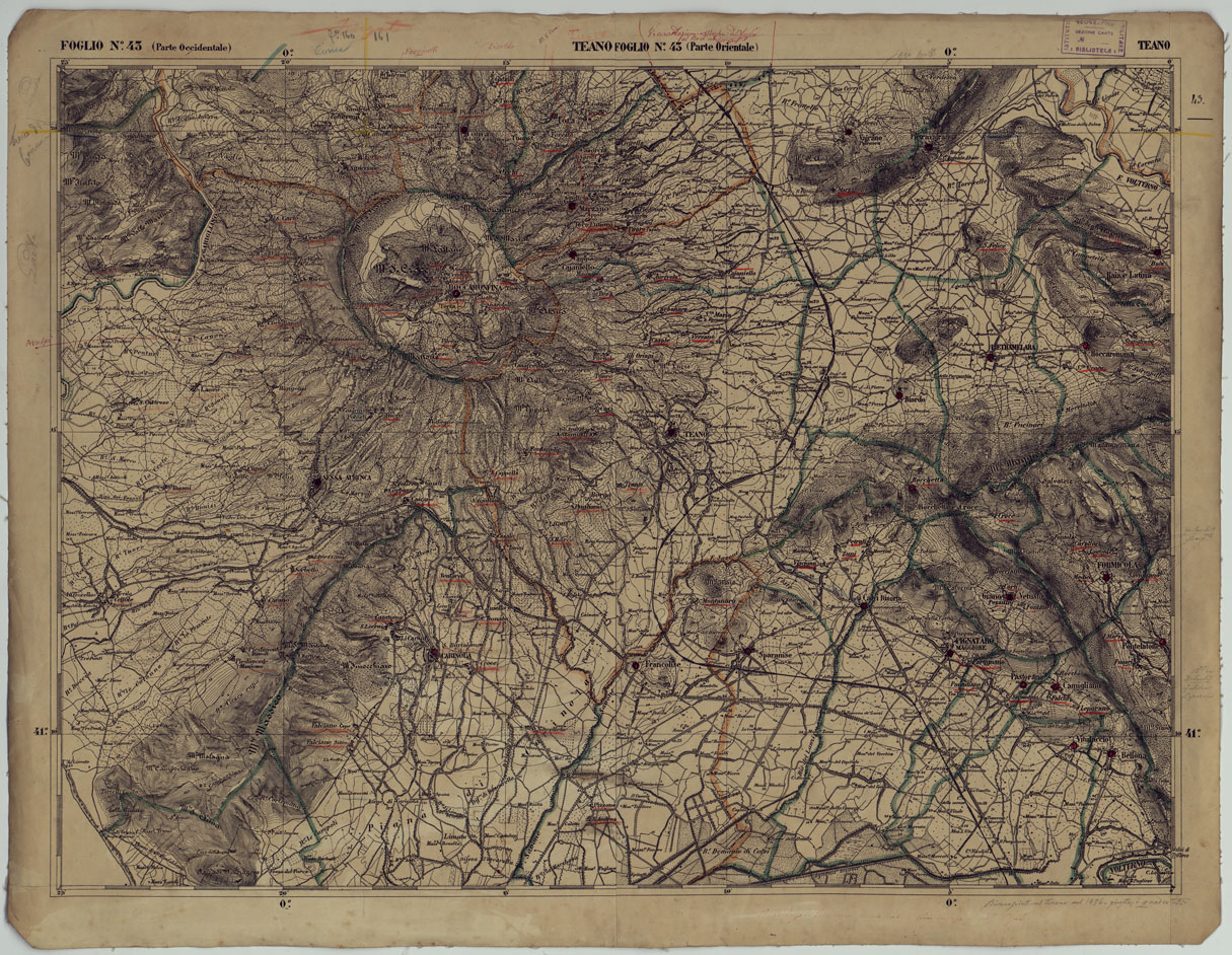 (N:17879) CARTA D'ITALIA - FOGLIO 43 TEANO.
 (CA008581) Carte e stampe antiche: riproduzione a colori su carta (formato A1)