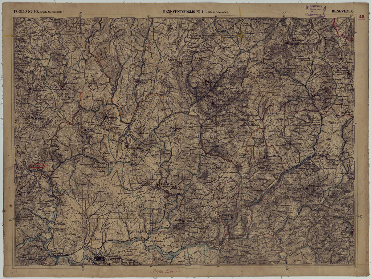 (N:17881) CARTA D'ITALIA - FOGLIO 45 BENEVENTO. (CA008583) Carte e stampe antiche: riproduzione a colori su carta (formato A1)