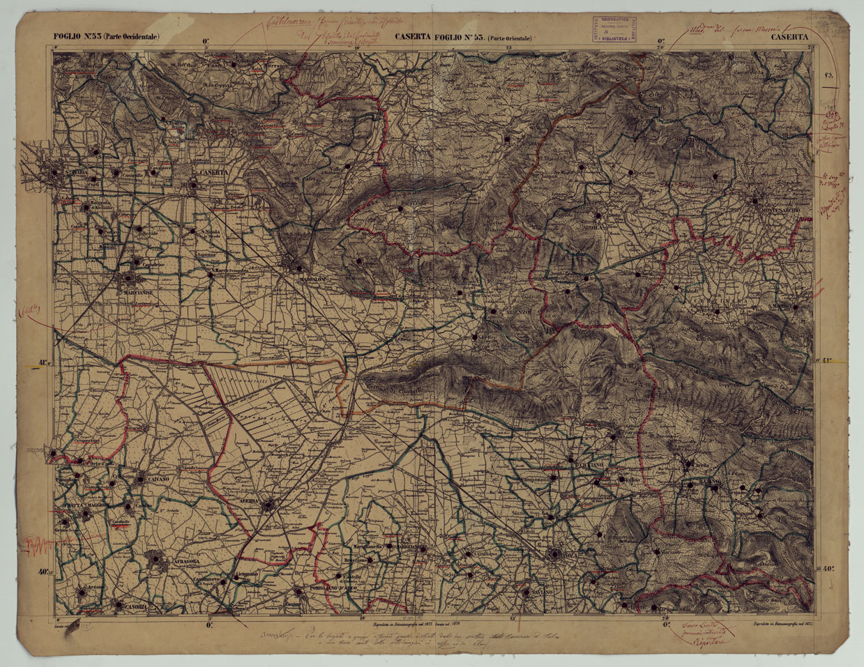 (N:17890) CARTA D'ITALIA - FOGLIO 53 CASERTA
 (CA008591) Carte e stampe antiche: riproduzione a colori su carta (formato A1)