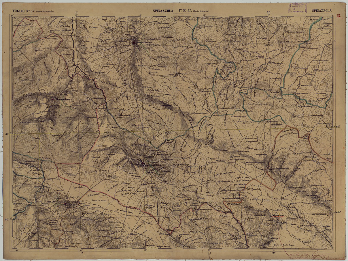 (N:17894) CARTA D'ITALIA - FOGLIO 57 SPINAZZOLA.
 (CA008595) Carte e stampe antiche: riproduzione a colori su carta (formato A1)
