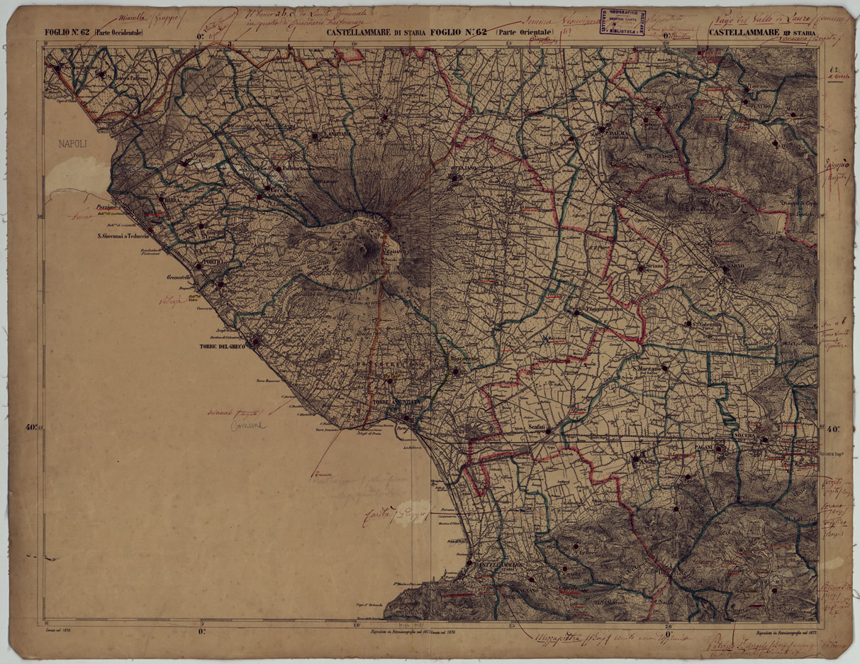 (N:17899) CARTA D'ITALIA - FOGLIO 62 CASTELLAMMARE DI STABIA.
 (CA008600) Carte e stampe antiche: riproduzione a colori su carta (formato A1)