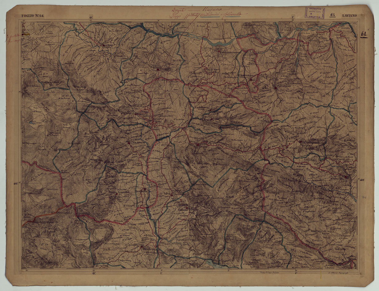 (N:17901) CARTA D'ITALIA - FOGLIO 64 LAVIANO.
 (CA008602) Carte e stampe antiche: riproduzione a colori su carta (formato A1)