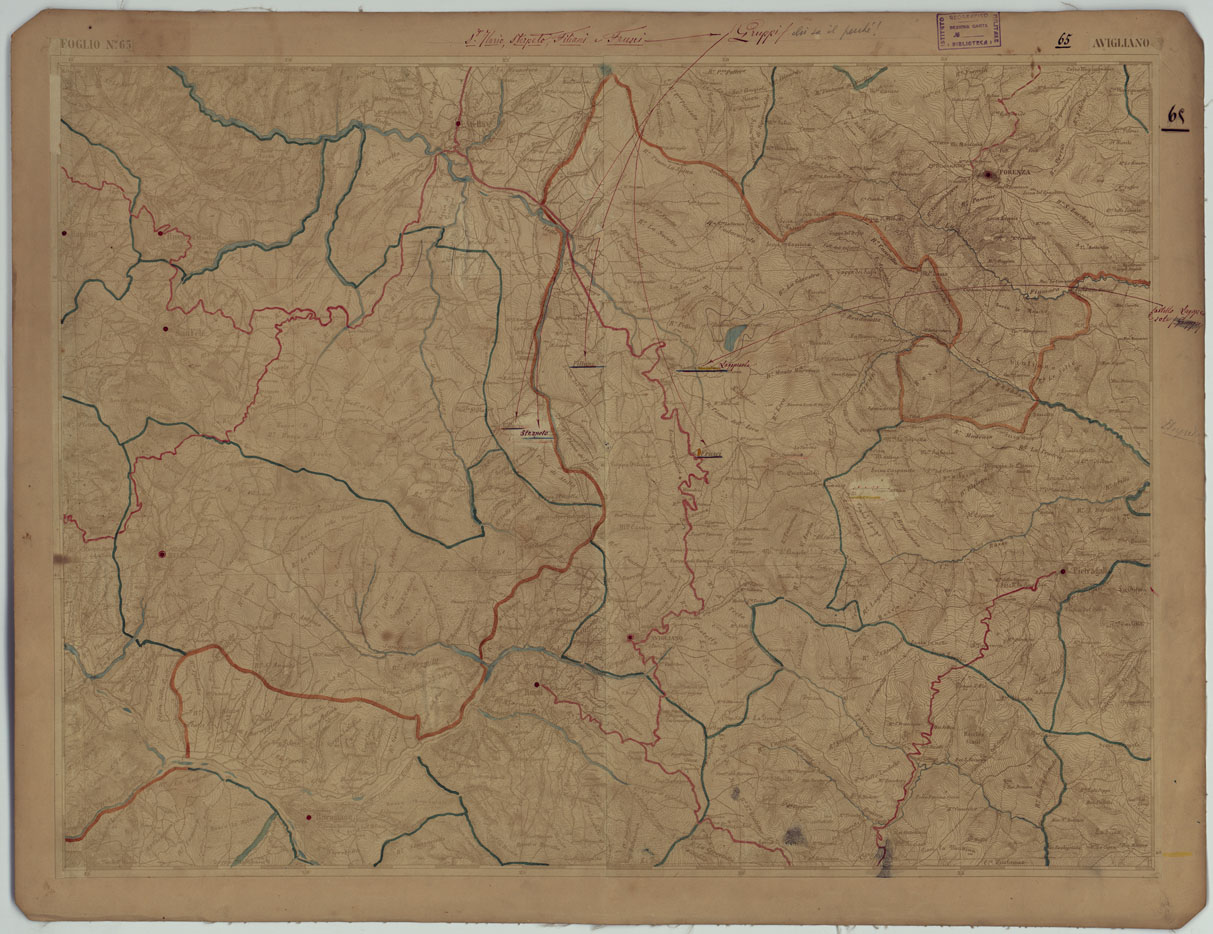 (N:17902) CARTA D'ITALIA - FOGLIO 65 AVIGLIANO.
 (CA008603) Carte e stampe antiche: riproduzione a colori su carta (formato A1)