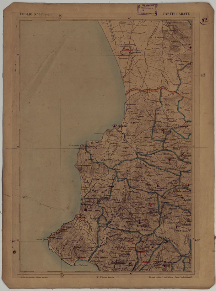 (N:17919) CARTA D'ITALIA - FOGLIO 82 CASTELLABATE (CA008620) Carte e stampe antiche: riproduzione a colori su carta (formato A1)