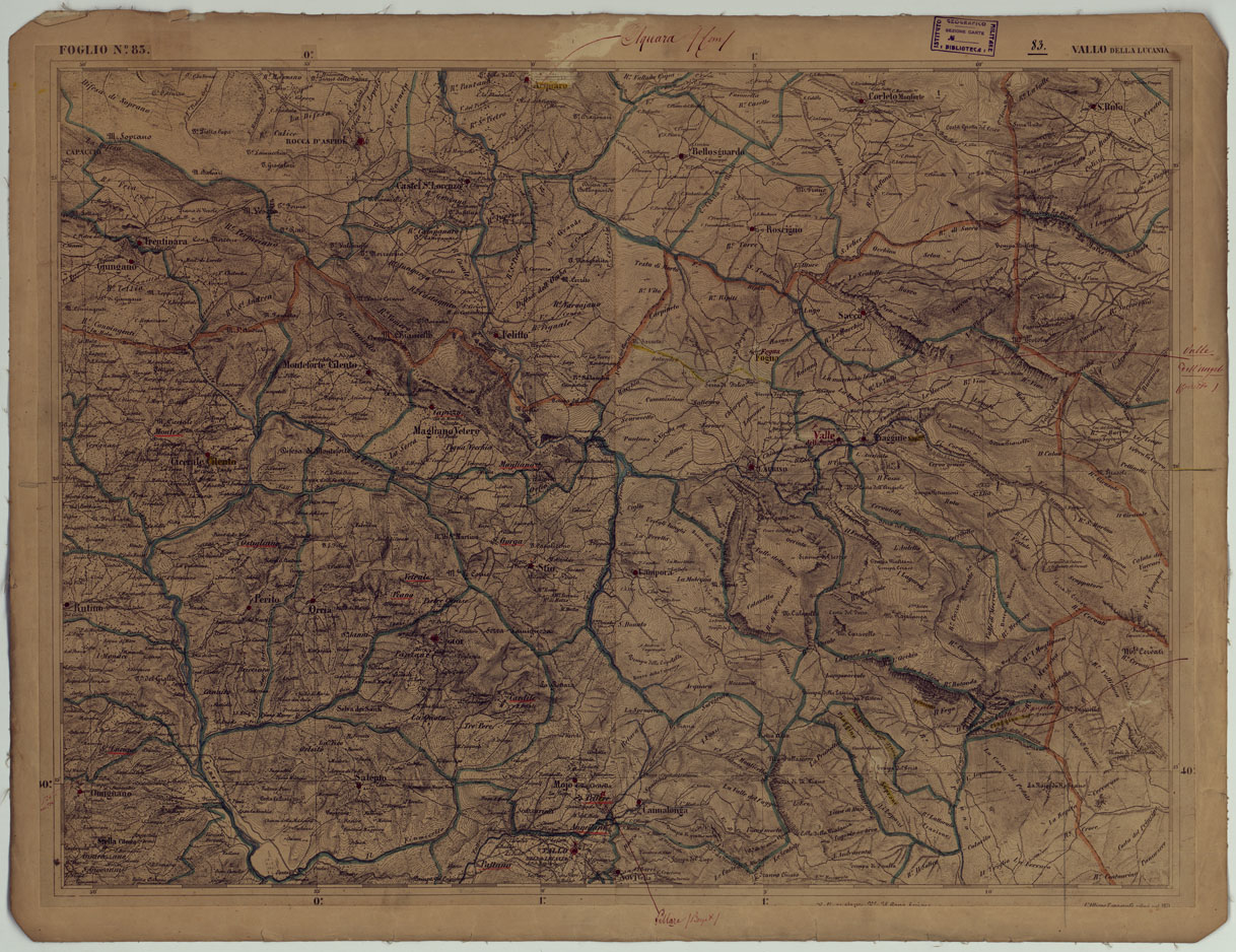 (N:17920) CARTA D'ITALIA - FOGLIO 83 VALLO DELLA LUCANIA.
 (CA008621) Carte e stampe antiche: riproduzione a colori su carta (formato A1)