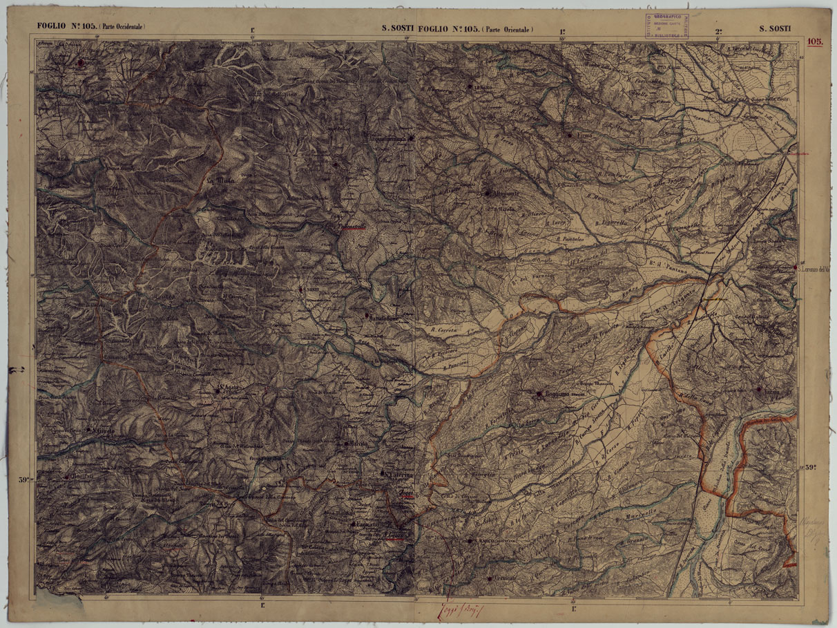 (N:17942) CARTA D'ITALIA - FOGLIO 105 S. SOSTI.
 (CA008643) Carte e stampe antiche: riproduzione a colori su carta (formato A1)